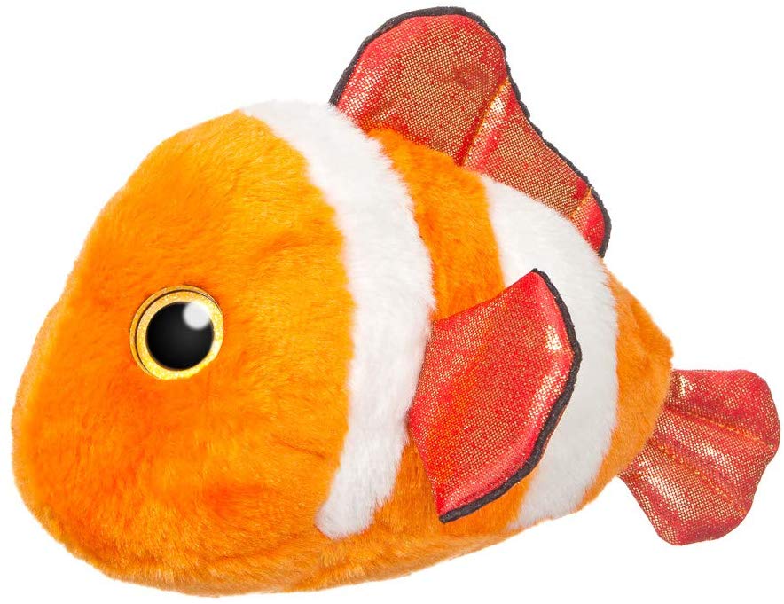 Oranger Clownfisch aus Plüsch mit glänzenden Flossen, 18 cm