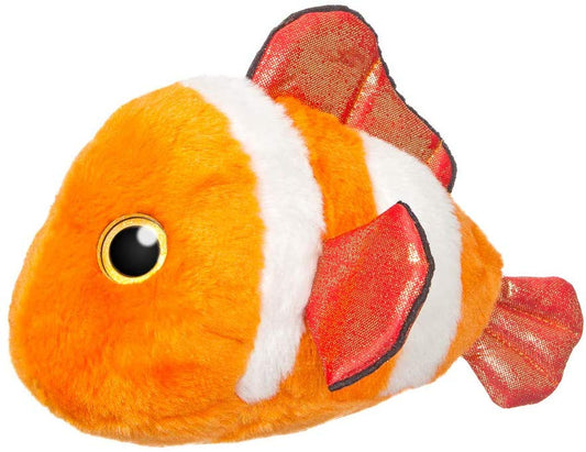 Oranger Clownfisch aus Plüsch mit glänzenden Flossen, 18 cm