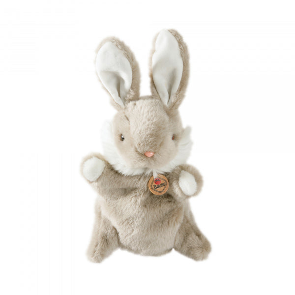Beiger Hase als Handpuppe mit langen Ohren, 33 cm
