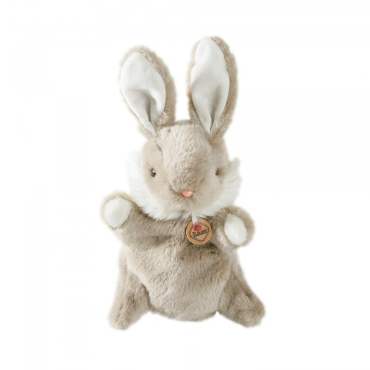 Beiger Hase als Handpuppe mit langen Ohren, 33 cm