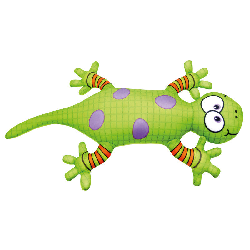Großes grünes Molch-Kuscheltier mit lila Punkten, 56 cm