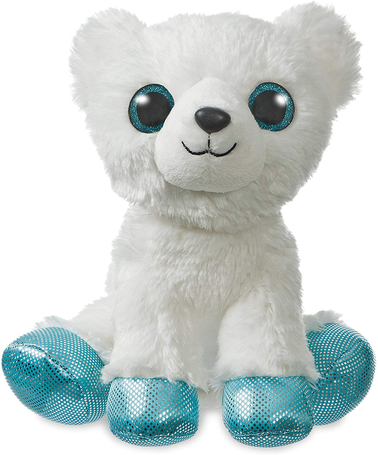 Weißer Polarbär mit türkisen Glitzeraugen, 30 cm