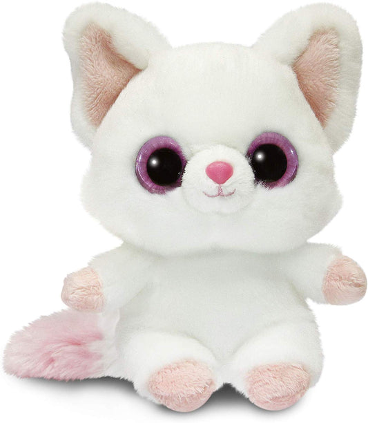 Weißer Wüstenfuchs aus Plüsch mit großen Augen, 12 cm